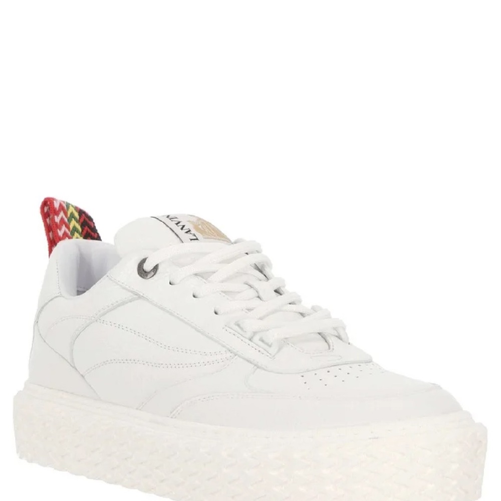 White Women's Sneakers with Red Accents